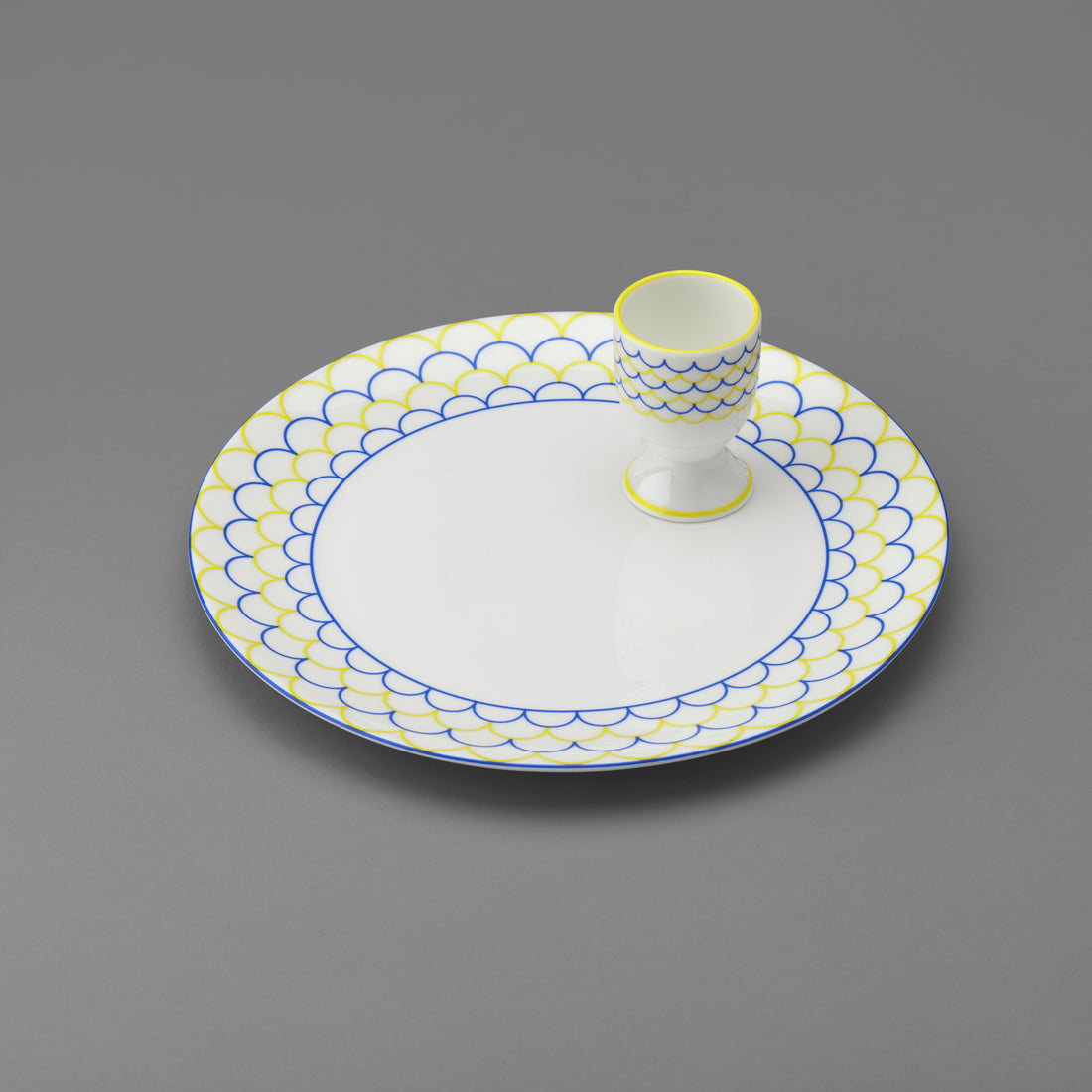 Ripple Egg Cup in Yellow & Blue