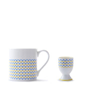Ripple Mug & Egg Cup Gift Set in Blue & Yellow