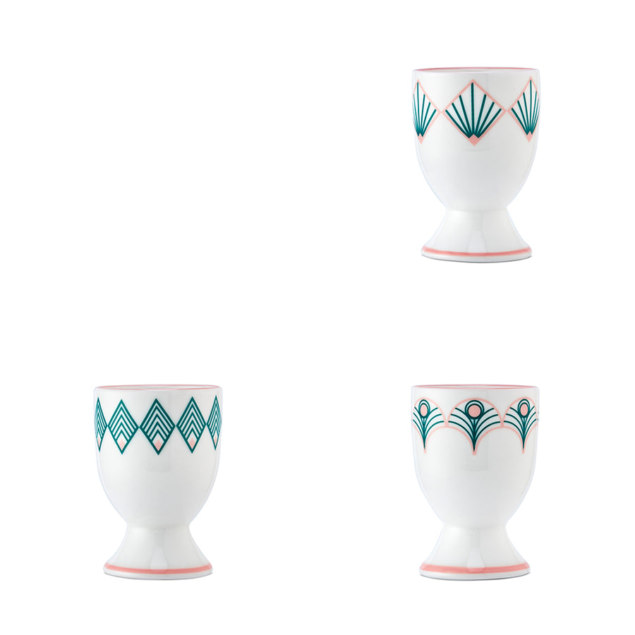 Peacock Egg Cup in Teal & Blush Pink