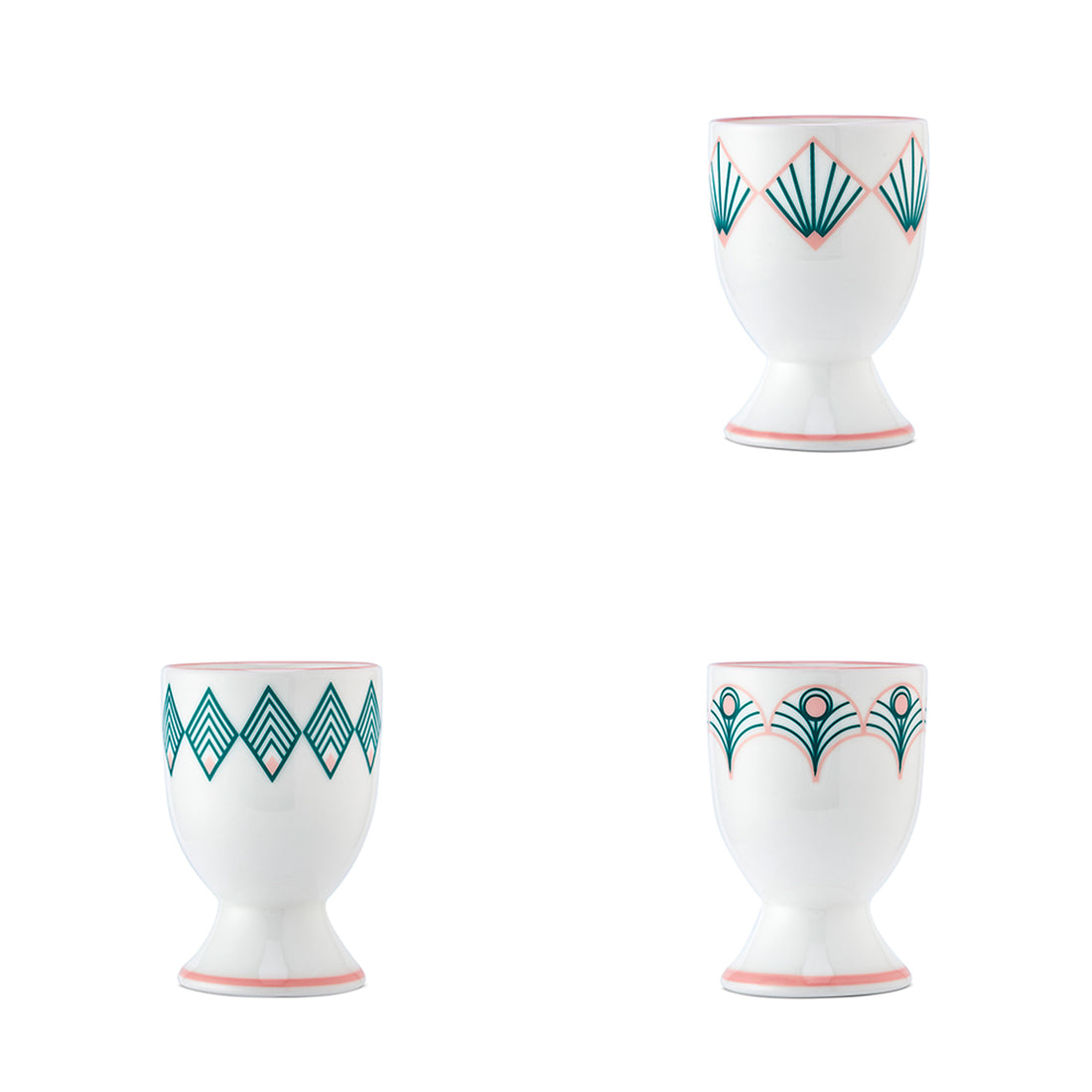 Peacock Egg Cup in Blue & Blush Pink