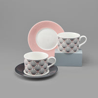 Zighy Cup & Saucer in Grey & Blush Pink [Grey Saucer]